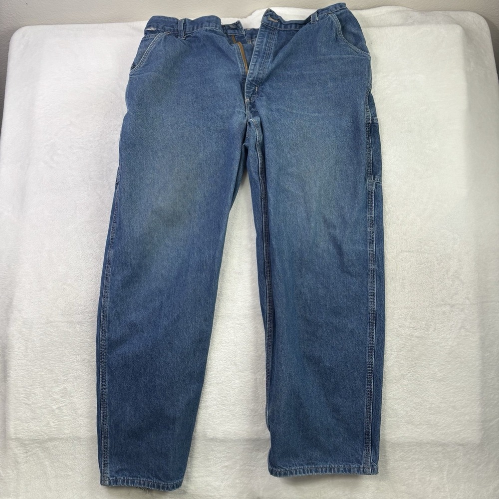 Carhartt FRB 13 DNM Blue Carpenter Denim Jeans Men's W 42" x 32" L Distressed
